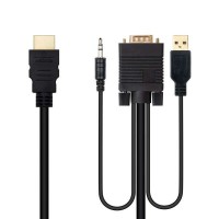 Nanocable Cable Conversor HDMI a VGA+Jack3.5+USB-A 1.8m - Color Negro