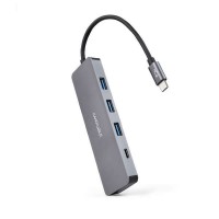 Nanocable Hub USB-C/M A 3xUSB3.0/H + 1xUSB-C/H - 10cm - Color Aluminio