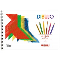 Enri Pajarita Bloc de Dibujo A4+ - Tapa Blanda - 20 Hojas 120gr - Microperforado - 2 Taladros - Liso