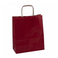 Apli Pack de 50 Bolsas Kraft - Alta Resistencia - Asas rizadas - Reutilizables y reciclables - Color Rojo