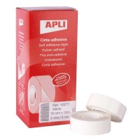 Apli Cinta Adhesiva Blanca 19mm x 33m - Resistente al Desgarro - Facil de Cortar - Adhesion Fuerte Blanco