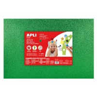 Apli Goma Eva Purpurina Verde 600x400mm - 3 Hojas Brillantes y Flexibles