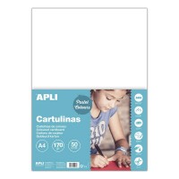 Apli Pack de 50 Cartulinas A4 170g - Libre de Acidos - Aptas para Uso EscolarColor Blanco