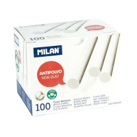 Milan Pack de 100 Tizas - Redondas - Antipolvo - No Contienen Caseina ni Yeso - Color Blanco