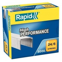 Rapid Strong Caja de 5000 Grapas 24/6 - Hasta 30 Hojas - Alambre Reforzado Galvanizado - Patilla de 6mm