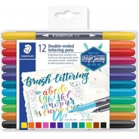 Staedtler 3004 Pack de 12 Rotuladores de Doble Punta para Lettering - Colores Surtidos