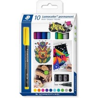 Staedtler Lumocolor 318 C10 Pack de 10 Rotuladores Permanentes - Trazo de 0.6mm Aprox - Secado Rapido - Colores Surtidos