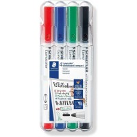 Staedtler Lumocolor Whiteboard Compact 341 Pack de 4 Marcadores para Pizarra - Secado Rapido - Colores Surtidos