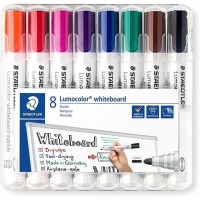 Staedtler Lumocolor 351 Pack de 8 Marcadores para Pizarra Blanca - Secado Rapido - Colores Surtidos