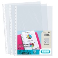 Elba Pack de 10 Fundas Multitaladro PP 90 Micras - Tamaño Folio - Acabado Piel Naranja - Transparente