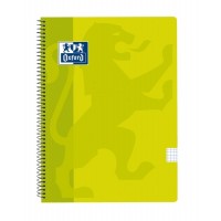 Oxford School Classic Cuaderno Espiral Tapa de Plastico Folio 4x4 - 80 Hojas - Margen 4x4 - Tamaño Folio - Color Lima