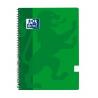 Oxford School Classic Cuaderno Espiral Tapa de Plastico Folio - 1 Linea con Margen - 80 Hojas - Color Verde