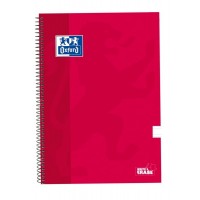 Oxford School Classic Cuaderno Espiral Tapa Extradura Write&Erase - Pauta 3.5mm con Margen - 80 Hojas - Color Rojo