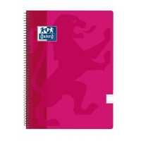 Oxford School Classic Cuaderno Espiral Tapa de Plastico Folio - Pauta 2.5 con Margen - 80 Hojas - Color Fucsia