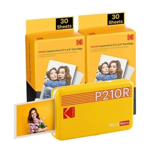 Kodak Mini 2 Retro Pack de Impresora Fotografica Portatil Bluetooth + 60 Hojas de Papel Fotografico - Formato de Impresion 5