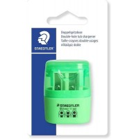 Staedtler Sacapuntas Doble Uso con Deposito - 2 Agujeros - De 8.2mm hasta 10.2mm - Color Verde Neon