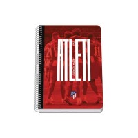 Dohe Atletico de Madrid Atleti Cuaderno Espiral Tapa Rigida - Tamaño A5 de 80 Hojas 90gr - Hojas con Cuadricula 4mm