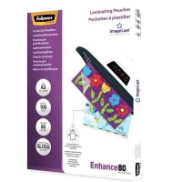 Fellowes Pack de 100 Fundas para Plastificar Brillo A3 - 80 Micras - Alta Calidad - Transparente