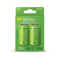 GP ReCyko Pack de 2 Pilas Recargables 5700mAh D 1.2V - Precargadas - Ciclo de Vida: Hasta 1000 Veces