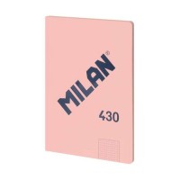 Milan Serie 1918 Libreta Encolada Formato A4 Cuadricula 5x5mm - 48 Hojas de 95 gr/m2 - Microperforado - Tapa Blanda - Color Rosa