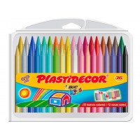 Bic Kids Plastidecor Caja de 36 Lapices de Cera - Extraresistentes - Facil de Sacar Punta - No Mancha