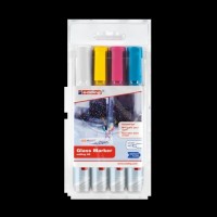 Edding 95 Pack de 4 Rotuladores de Tiza Liquida - Punta Redonda - Trazo 1.5-3mm - Colores Blanco