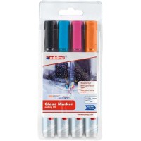 Edding 95 Pack de 4 Rotuladores de Tiza Liquida - Punta Redonda - Trazo 1.5-3mm - Colores Negro