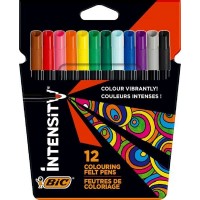 Bic Intensity Pack de 12 Rotuladores - Punta 0.9mm - Tinta con Base de Agua Lavable - Colores Surtidos