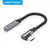 Vention Adaptador USB-C Macho a Jack 3.5mm Hembra en Angulo Recto - 0.1m - Aluminio Gris