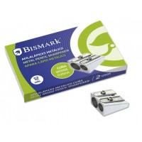 Bismark Afilalapiz Metalico Doble para Lapices Normales o Gruesos - Color Acero