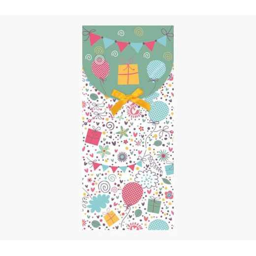 Pictura Tarjeta Money Cards - Tarjeta de Regalo Tipo Sobre Vertical - Tematica Globos - 9.6x21.3cm - Embolsada Individualmente en Celofan - Incluido Sobre Blanco - Papel con Certificacion FSC