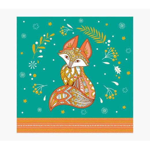 Pictura Tarjeta Arabesque - 16x16cm - Tematica Zorro - Tarjeta Triptica sin Envoltorio - Incluye Sobre Blanco - Papel con Certificacion FSC