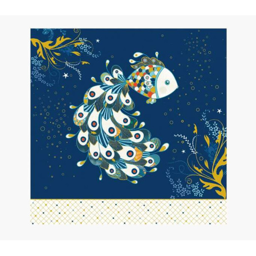 Pictura Tarjeta Arabesque - 16x16cm - Tematica Peces - Tarjeta Triptica sin Envoltorio - Incluido Sobre Blanco - Papel con Certificacion FSC