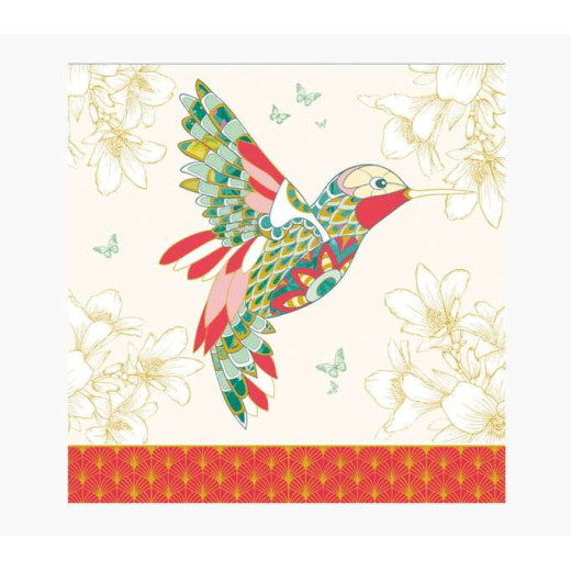 Pictura Tarjeta Arabesque - 16x16cm - Tematica Colibri - Tarjeta Triptica sin Envoltorio - Incluido Sobre Blanco - Papel con Certificacion FSC