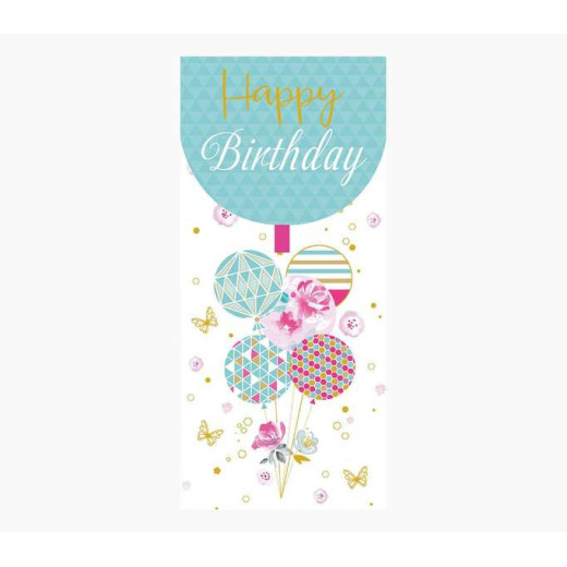 Pictura Tarjeta Money Cards - Tarjeta de Regalo Vertical - Tematica Globos - 9.6x21.3cm - Embolsada Individualmente - Incluido Sobre Blanco - Papel con Certificacion FSC