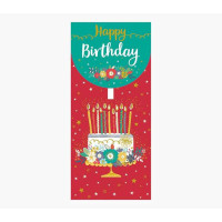 Pictura Tarjeta Money Cards - 9.6x21.3cm - Tematica Tarta de Cumpleaños - Embolsada Individualmente - Incluye Sobre Blanco - Papel con Certificacion FSC