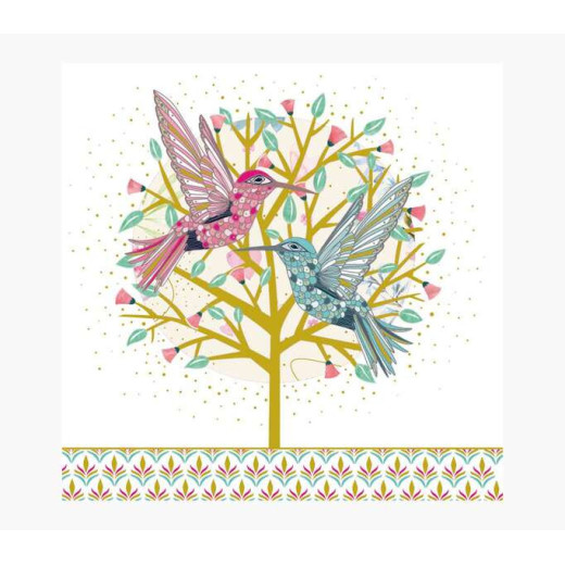 Pictura Tarjeta Arabesque - 16x16cm - Tematica Colibri - Triptica sin Envoltorio - Incluye Sobre Blanco - Papel con Certificacion FSC