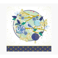 Pictura Tarjeta Arabesque - 16x16cm - Tematica Farolillos - Tarjeta Triptica - Incluye Sobre Blanco - Papel con Certificacion FSC