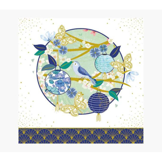 Pictura Tarjeta Arabesque - 16x16cm - Tematica Farolillos - Tarjeta Triptica - Incluye Sobre Blanco - Papel con Certificacion FSC