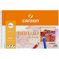 Canson Basik Cuaderno de Dibujo A4+ - 20 Hojas Microperforadas 130g/m² - Color Blanco