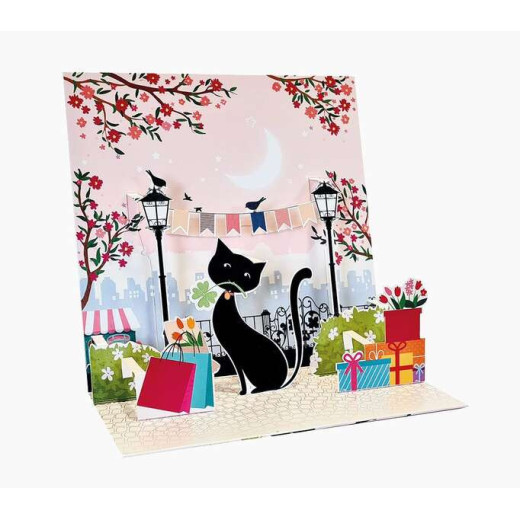 Pictura Tarjeta Felicitacion 3D Pop-Up - Laminas - Purpurina - Relieve - Cortes Laser - 16x16cm - Incluye un Sobre Blanco y Envoltorio en Papel de Celofan - Papel con Certificacion FSC