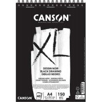 Canson XL Black Bloc de 40 Hojas A4 150g - Grano Fino - Espiral Microperforado - Color Negro