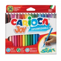 Carioca Joy Pack de 36 Rotuladores - Tinta Superlavable - Punta Fina 2.8mm - Punta Bloqueada - Tapa Ventilada - Color Varios