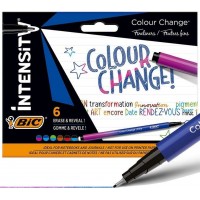 Bic Intensity Colour Change Pack de 6 Rotuladores - TecnologIa de Cambio de Color - Punta Fina de 0.4mm - Colores Surtidos