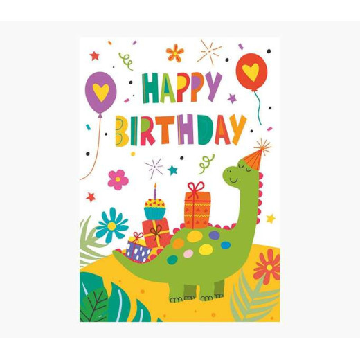 Pictura Tarjeta Zig-Zag - 15x22cm - Tematica Dinosaurios - Triptica sin Envoltorio - Incluye Sobre Blanco - Papel con Certificacion FSC