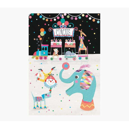Pictura Tarjeta Zig-Zag - 15x22cm - Tematica Circo - Tarjeta Triptica sin Envoltorio - Incluido Sobre Blanco - Papel con Certificacion FSC