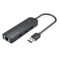 Vention HUB 5 en 1 USB 2.0 a 3xUSB2.0/MicroUSB/RJ45 - 0.15m - Color Negro