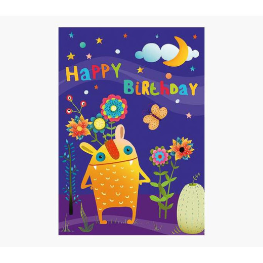 Pictura Tarjeta Zig-Zag - 15x22cm - Tematica de Monstruos - Tarjeta Triptica sin Envoltorio - Incluye Sobre Blanco - Impresas en Papel con Certificacion FSC