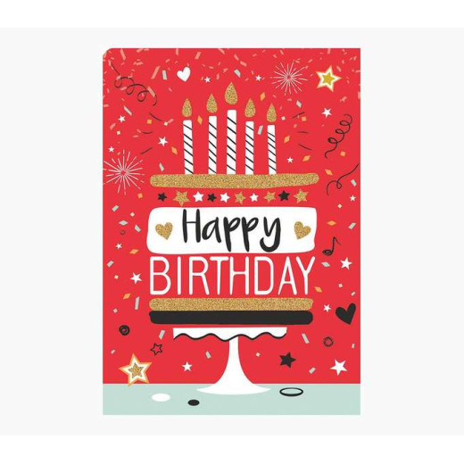 Pictura Tarjeta Zig-Zag - 15x22cm - Tematica Tarta de Cumpleaños - Triptica sin Envoltorio - Incluye Sobre Blanco - Papel con Certificacion FSC