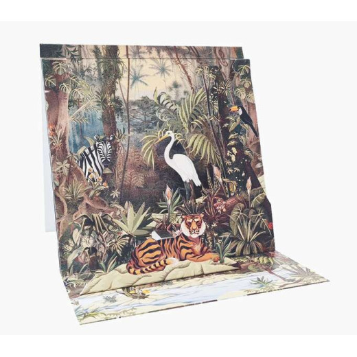 Pictura Tarjeta 3D Pop-Up - 16x16cm - Tematica de La Jungla - Embolsada Individualmente - Incluye Sobre Blanco - Papel con Certificacion FSC